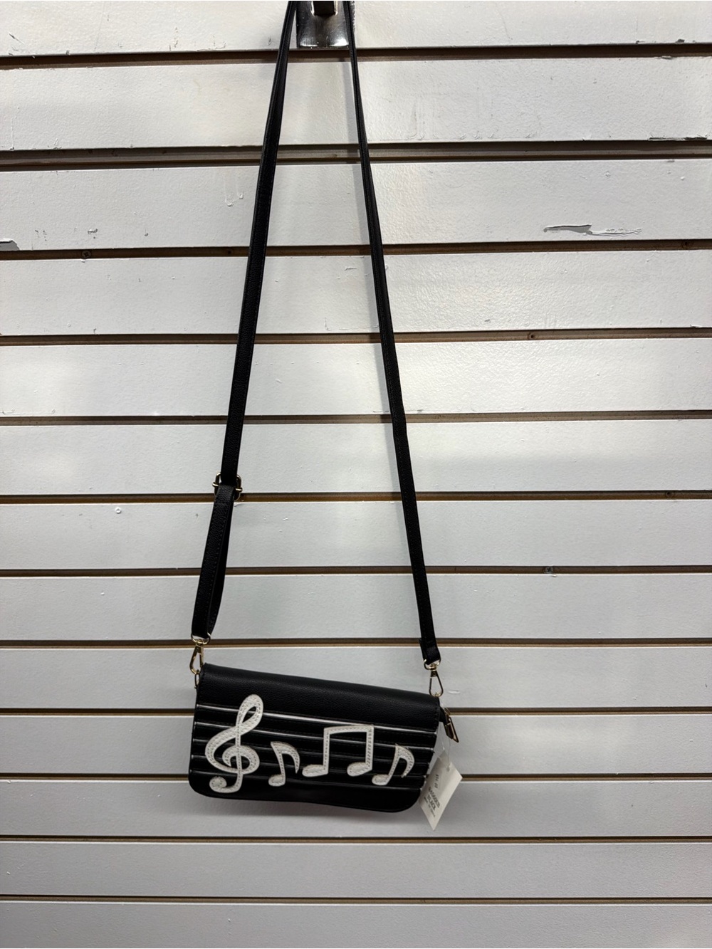 Musical Notes Crossbody Wallet Purse | Black Music Lover Shoulder Bag
